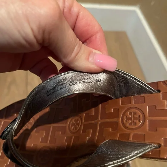 Tory Burch Thora Women's Silver Wedge Sandals - Picture 4 of 7